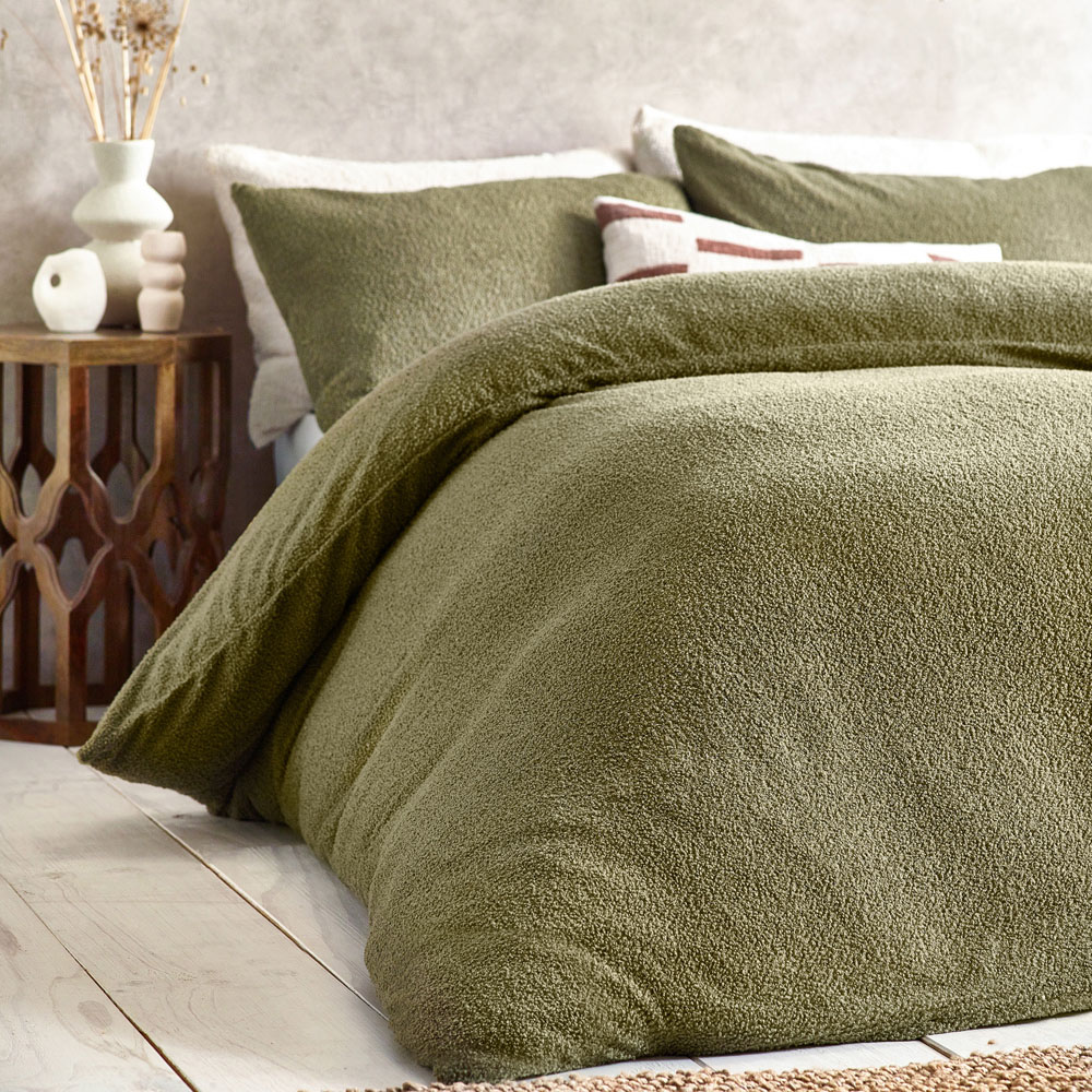 Yard Super King Olive Boucle Duvet Set Image 2