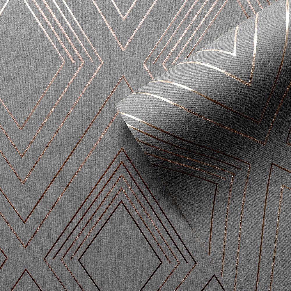 Muriva Alea Charcoal and Rose Wallpaper Image 2