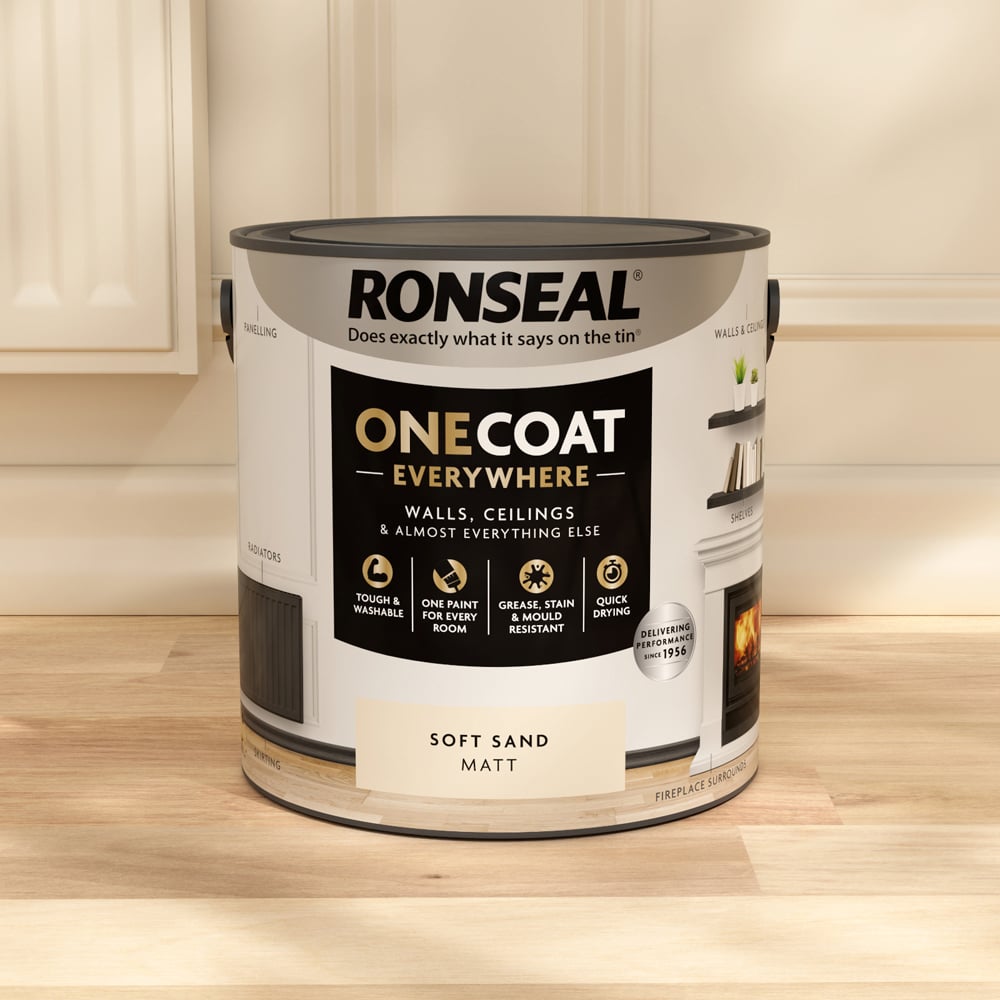 Ronseal One Coat Everywhere Soft Sand Matt Interior Paint 2.5L Image 5