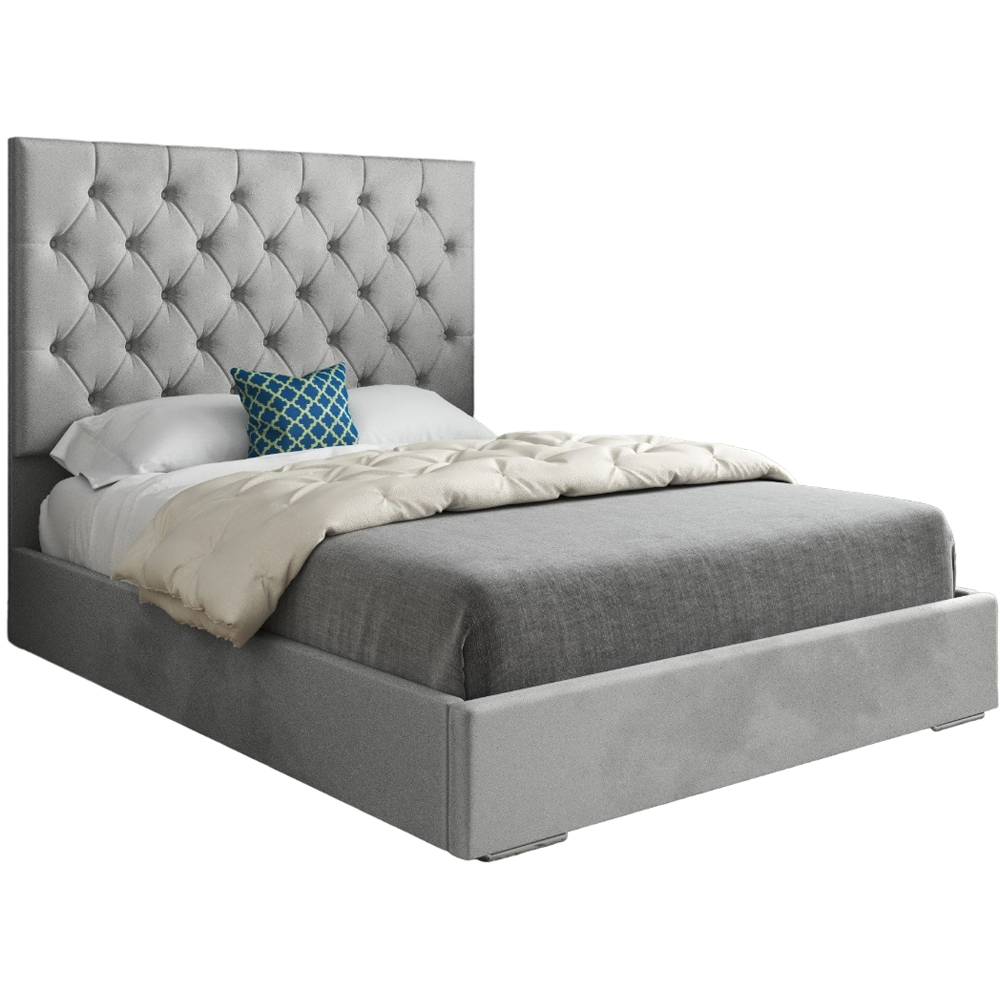Alma Grey Super King Size Velvet Upholstered Bed Frame with Chesterfield Headboard Image 2