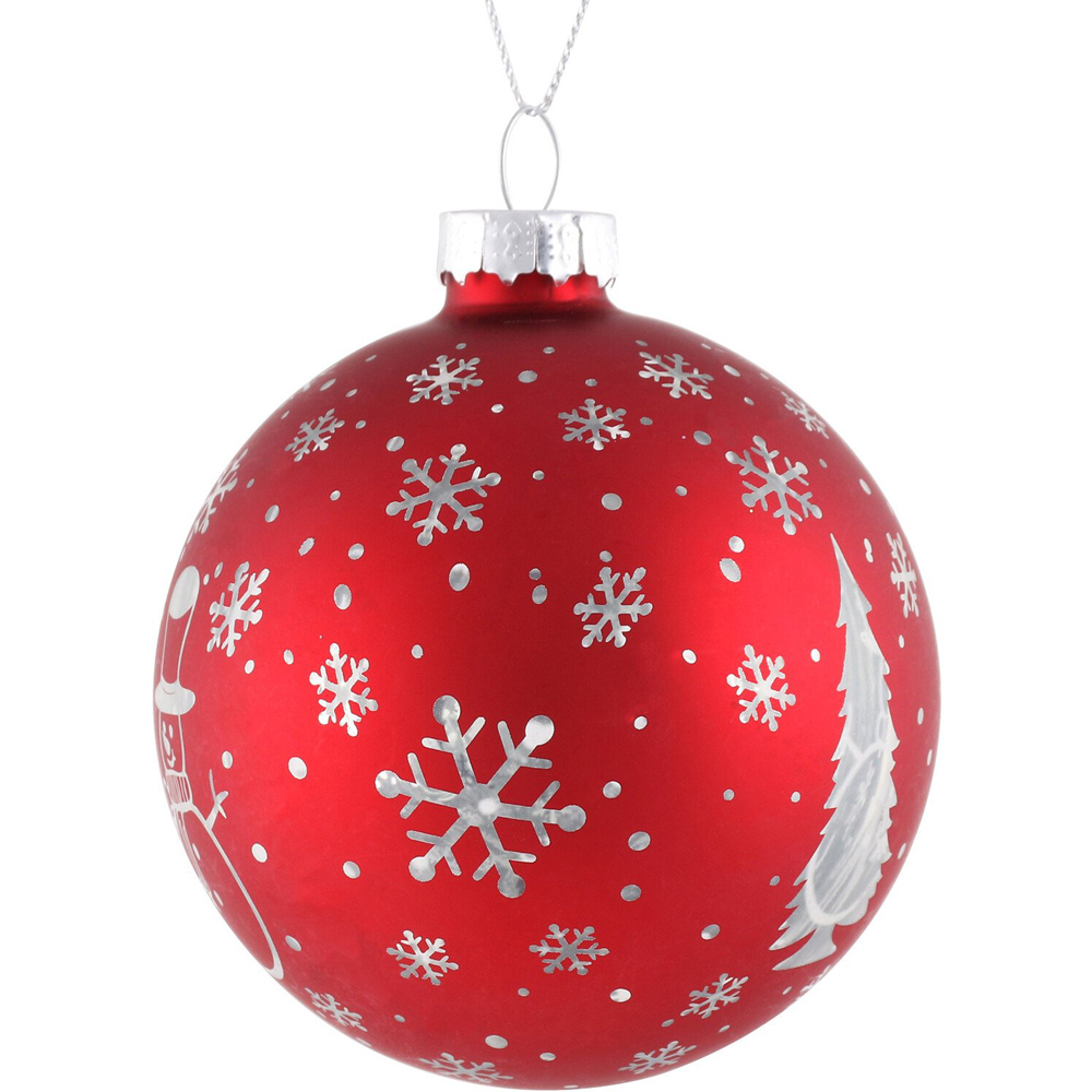 Candy Cane Lane Snowman or Snowflake Bauble Red and White Image 2