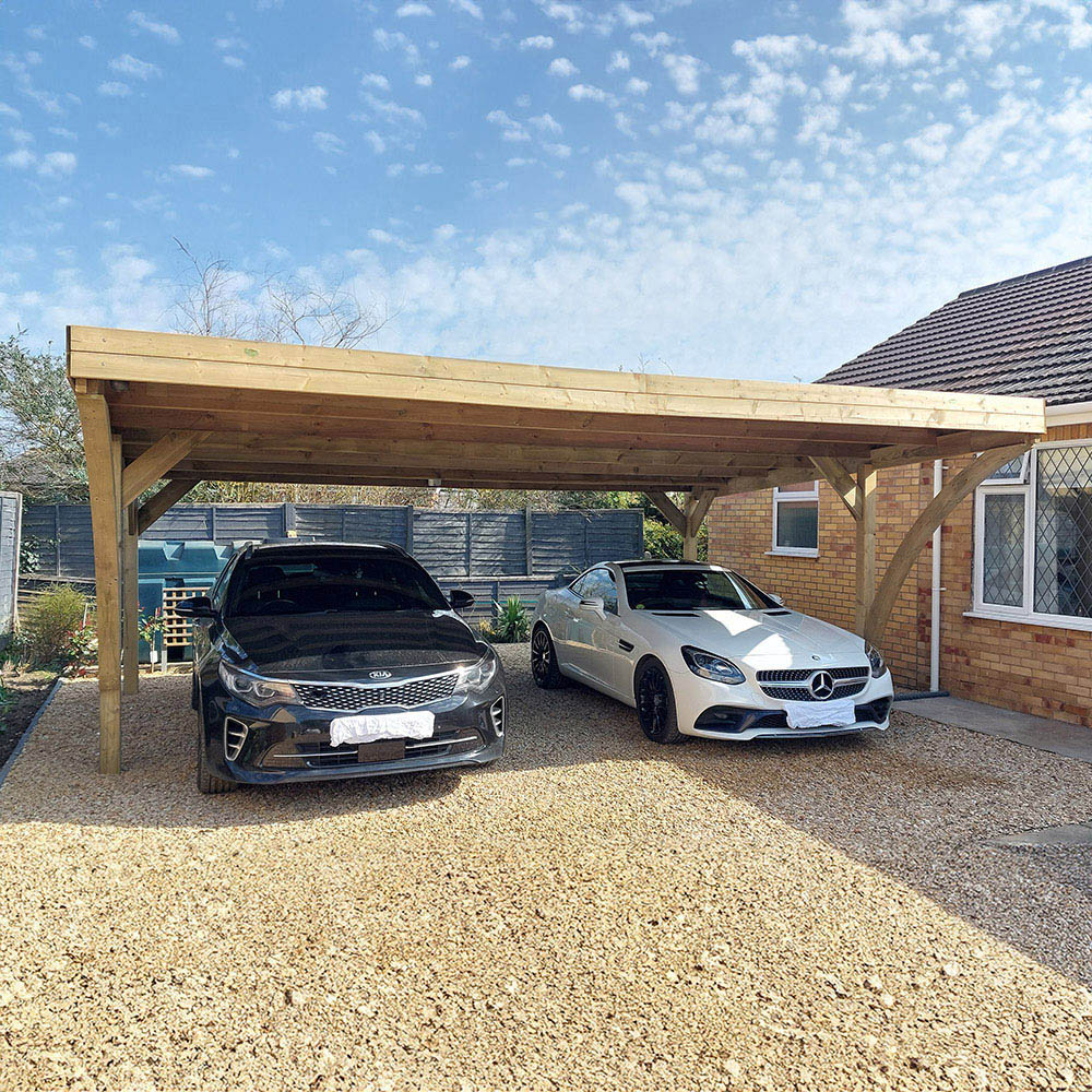 Cerland Victor Modern Double Wooden Carport 19.6 x 16.4ft Image 5