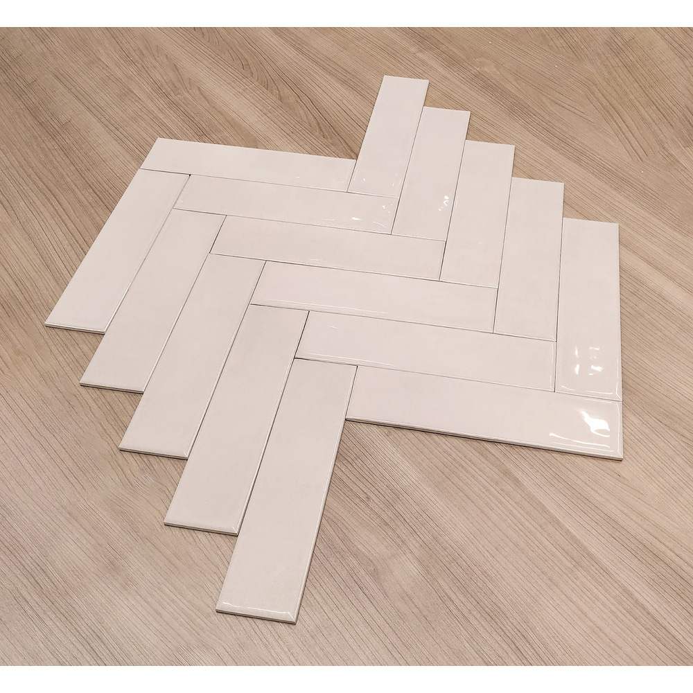 Top Ceramics Beige Gloss Flat Bumpy Metro Ceramic Wall Tile 300 x 75mm Image 3