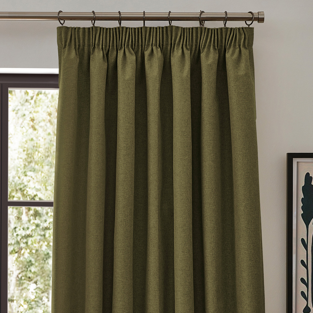 furn. Dawn Green Blackout Pencil Pleat Curtains 168 x 183cm Image 2