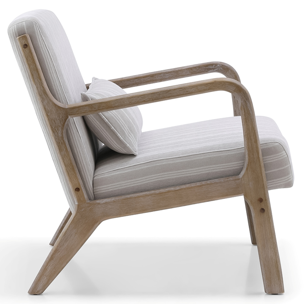 Otis Natural Stripe Chenille Light Frame Static Armchair with Bolster Cushion Image 4