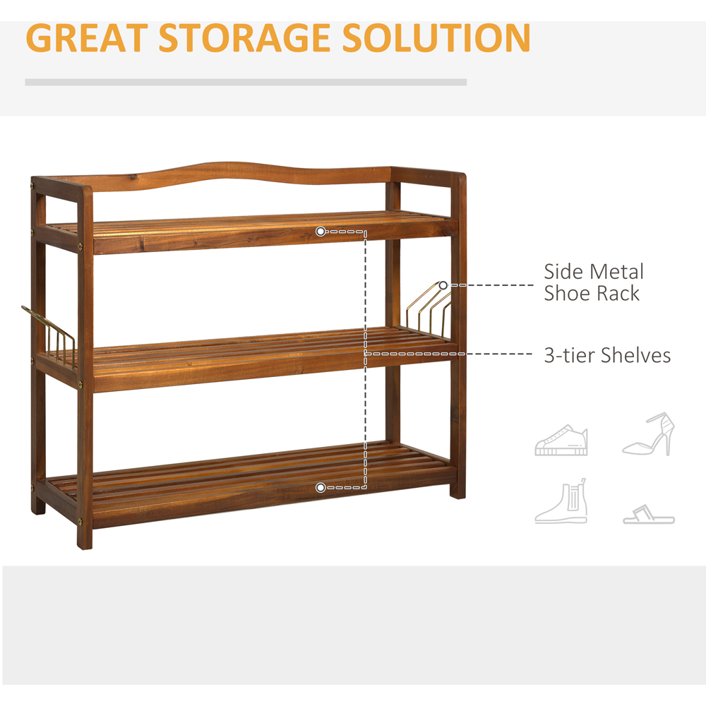 Portland 3 Tier Acacia Wooden Shoe Rack Image 4