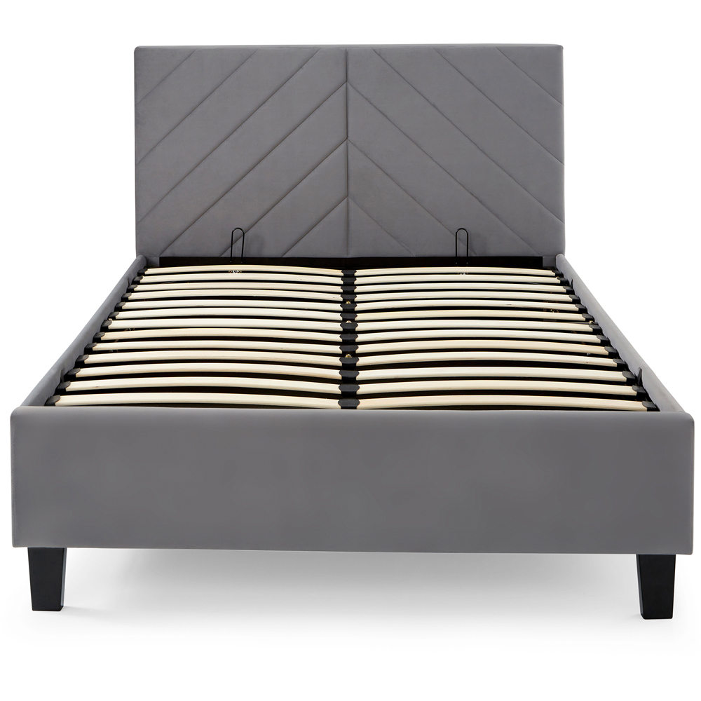 GFW Thea King Size Grey Velvet End Lift Ottoman Bed with Memory Pocket Mattress Image 6