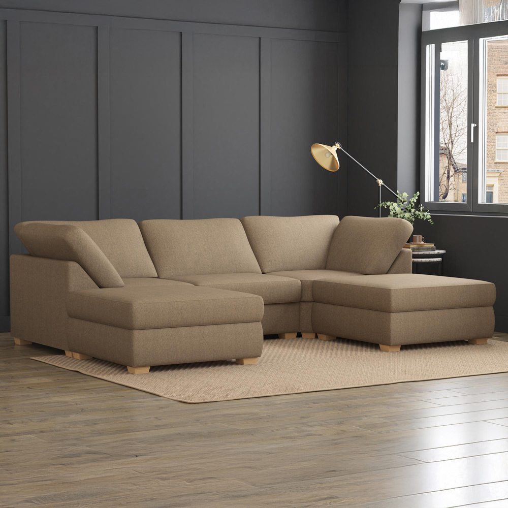 Nestle 5 Seater Nutmeg Venice Fixed Back U-Shape Sofa Image 6