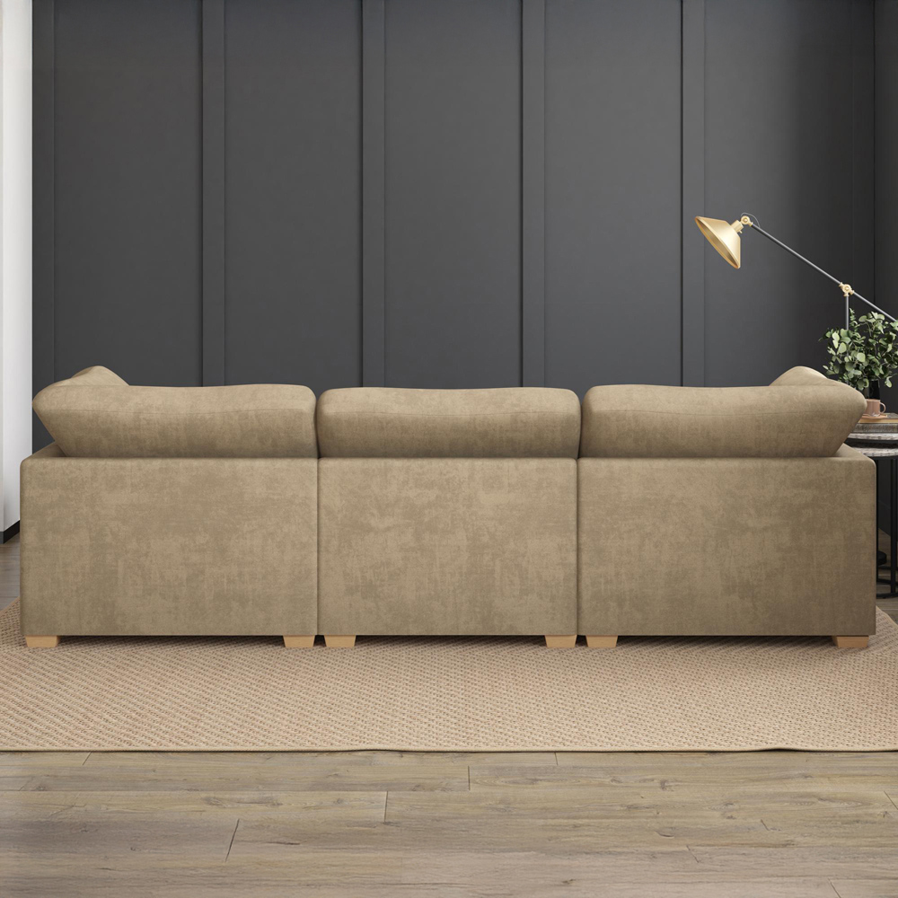 Nestle 5 Seater Mink Plush Velvet Fixed Back U-Shape Sofa Image 8