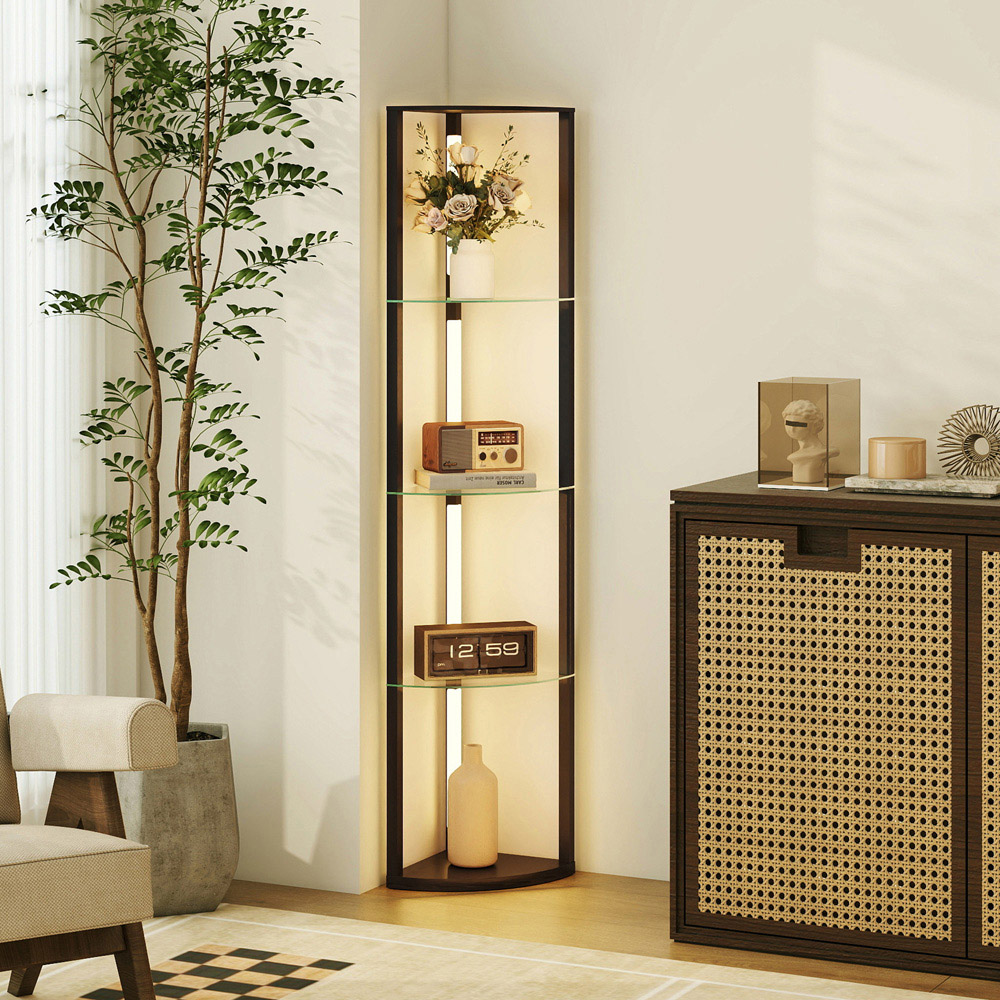 HOMCOM 4 Shelf Corner Dimmable LED Floor Lamp with Foot Switch Image 3