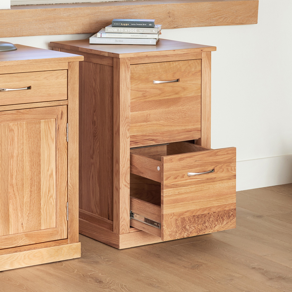 Baumhaus Mobel 2 Drawer Oak Filing Cabinet Image 3