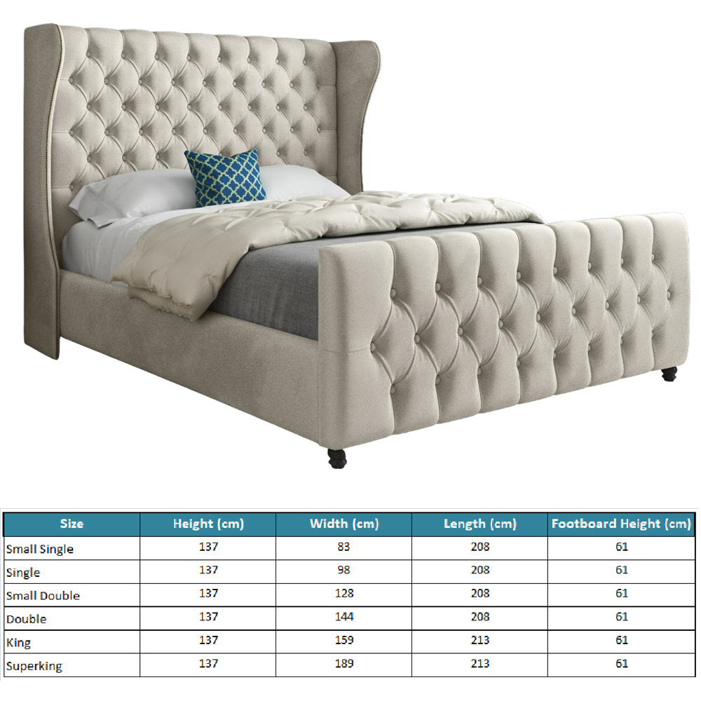 Donati Silver Super King Size Velvet Upholstered Bed Frame with Straight Curved Top Headboard Image 7