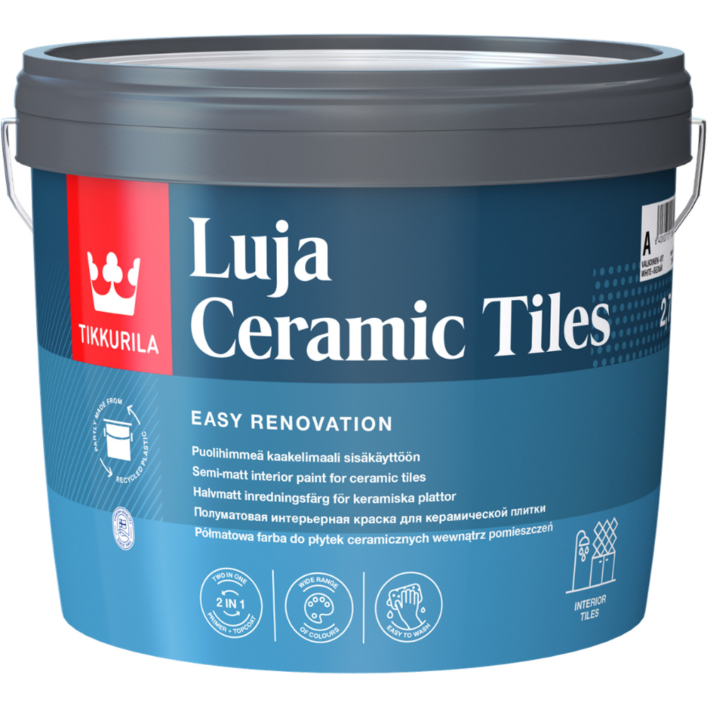 Tikkurila Luja Ceramic Tiles Fjord M442 Kitchen and Bathrooms Semi-Matt Tile Paint 3L Image 2