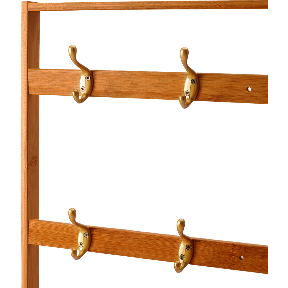 Living and Home 2 Flip Down Drawer Light Taupe Bamboo Shoe Cabinet with 8 Hooks Image 6