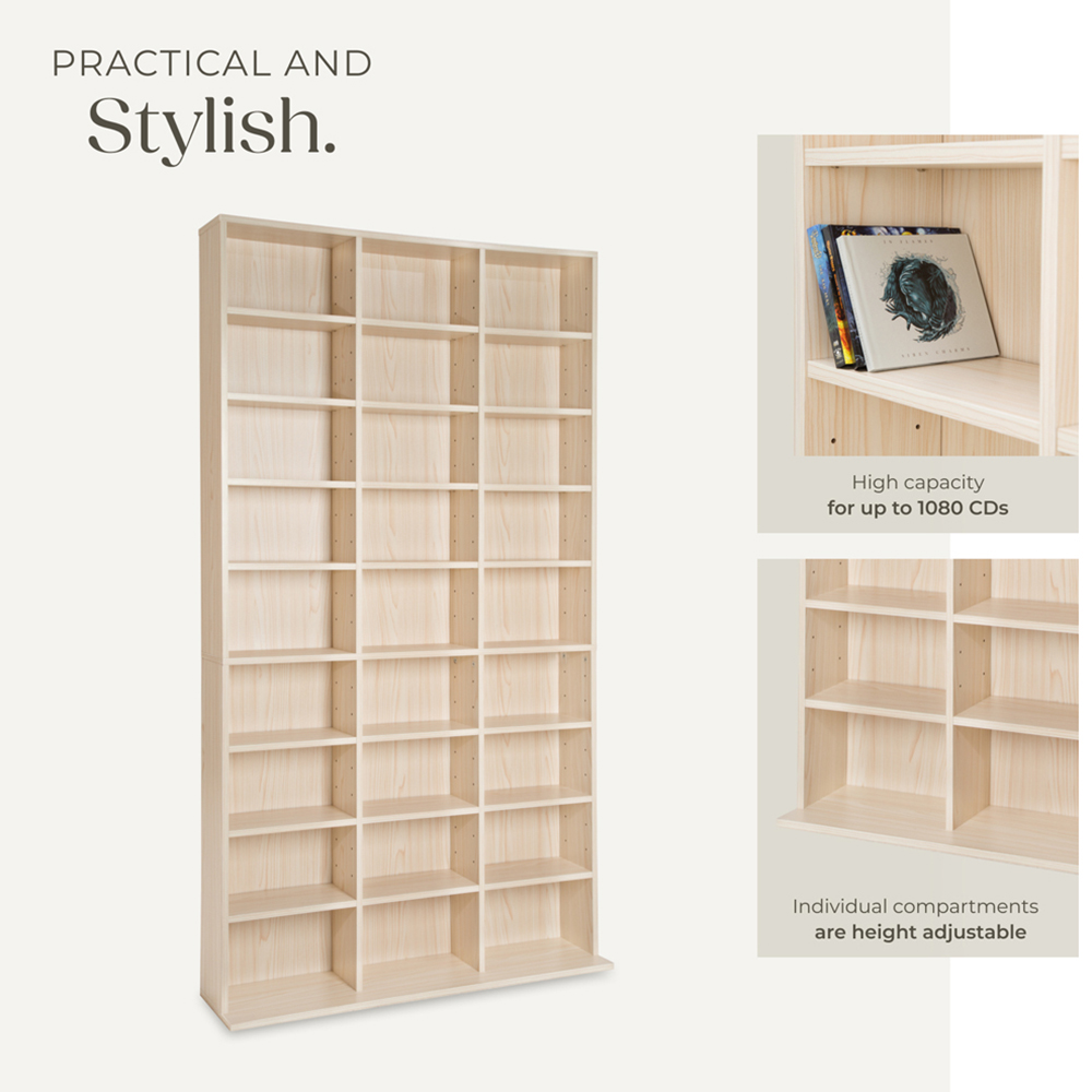 tectake Christel 27 Shelf Beech CD Shelf Image 6