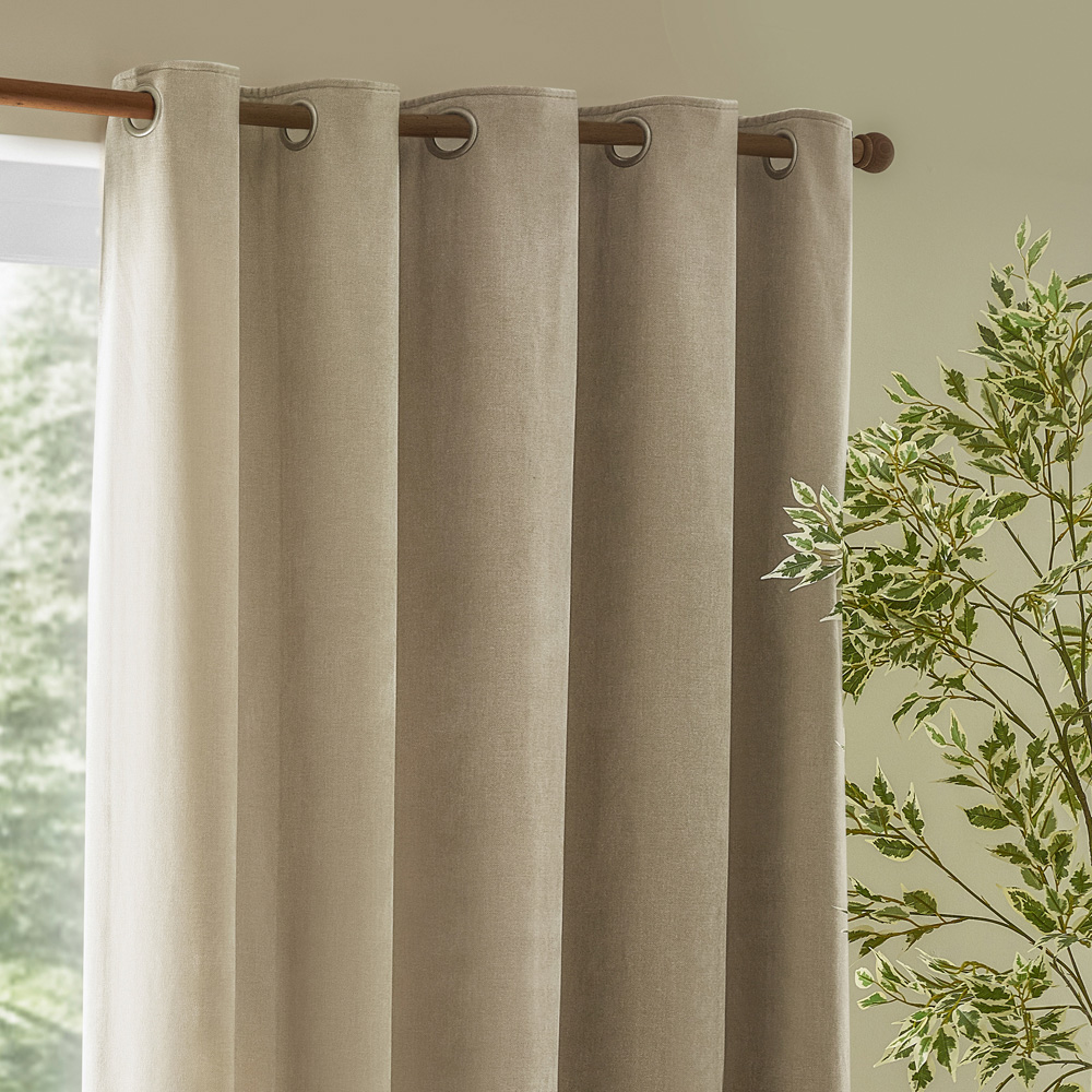 Yard Chenille Fully Lined Eyelet Curtains Linen 168 x 229cm Image 2