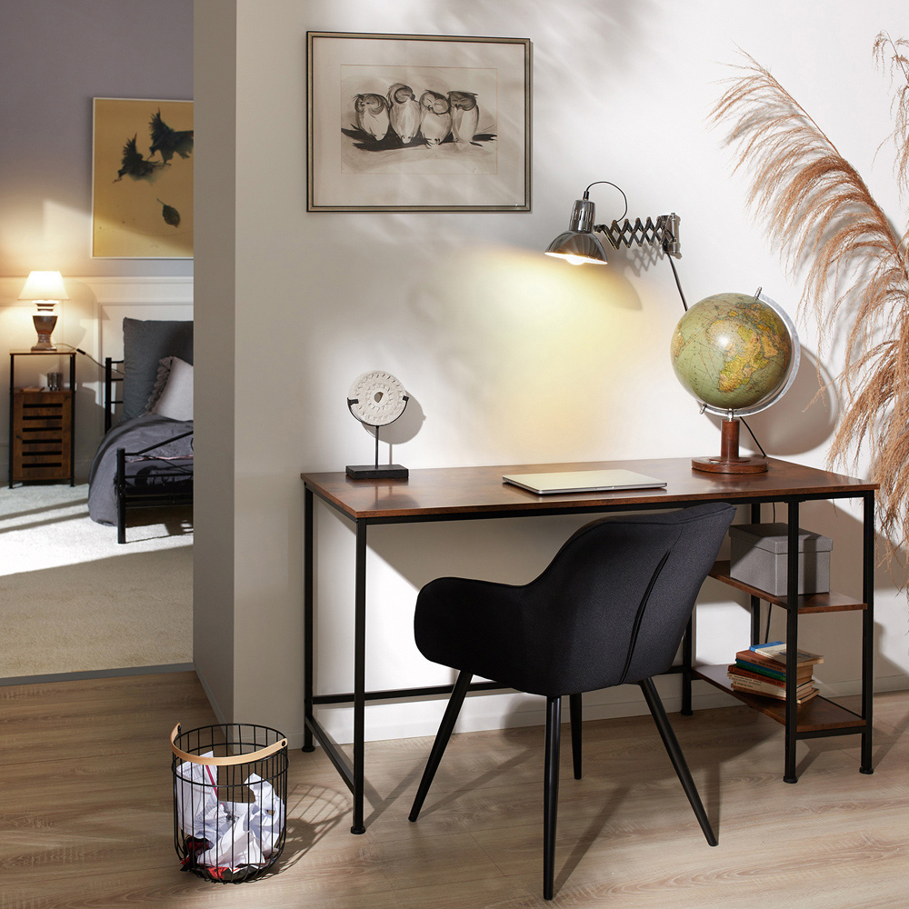 tectake Canton 2 Compartment Dark Wood Desk Image 8