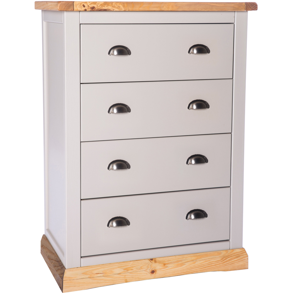 Cabinet Bits Bomporto 4 Drawer Light Grey Chrome Cup Handle Chest of Drawers Image 3