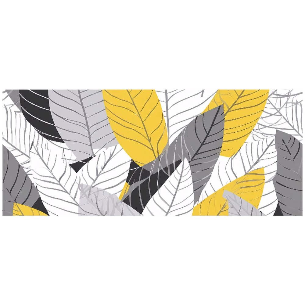 Warren Reed Designer Yellow Grey Feather Leaves Glass Bathroom Splashback 25 x 60cm Image 2