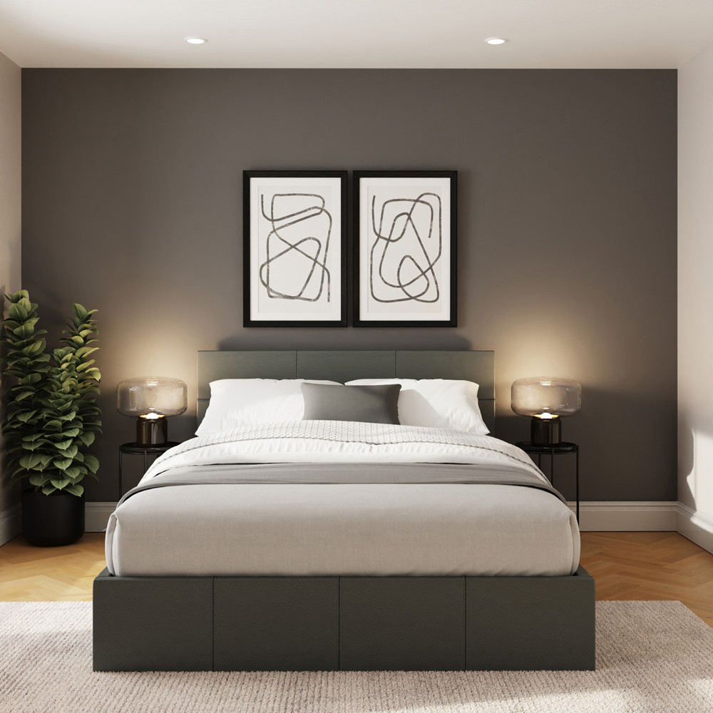 GFW King Size Grey Faux Leather End Lift Ottoman Bed with Bonnell Mattress Image 7