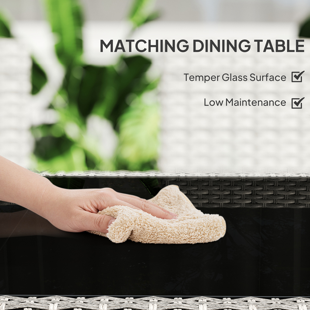 Outsunny 6 Seater Mixed Grey Rattan Garden Dining Set with Cushions Image 6