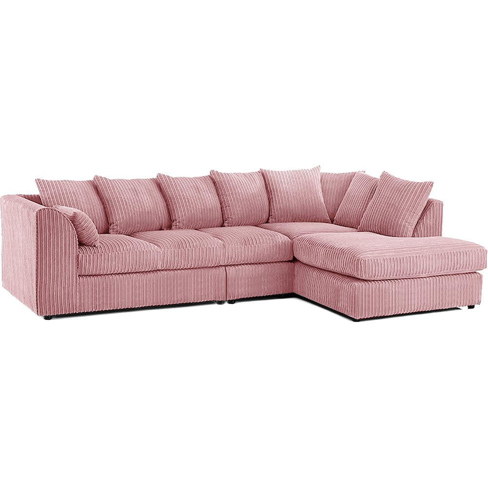 Luxor 4 Seater Pink Jumbo Cord Right Hand Facing Scatter Back L Shaped Corner Sofa Set Image 2