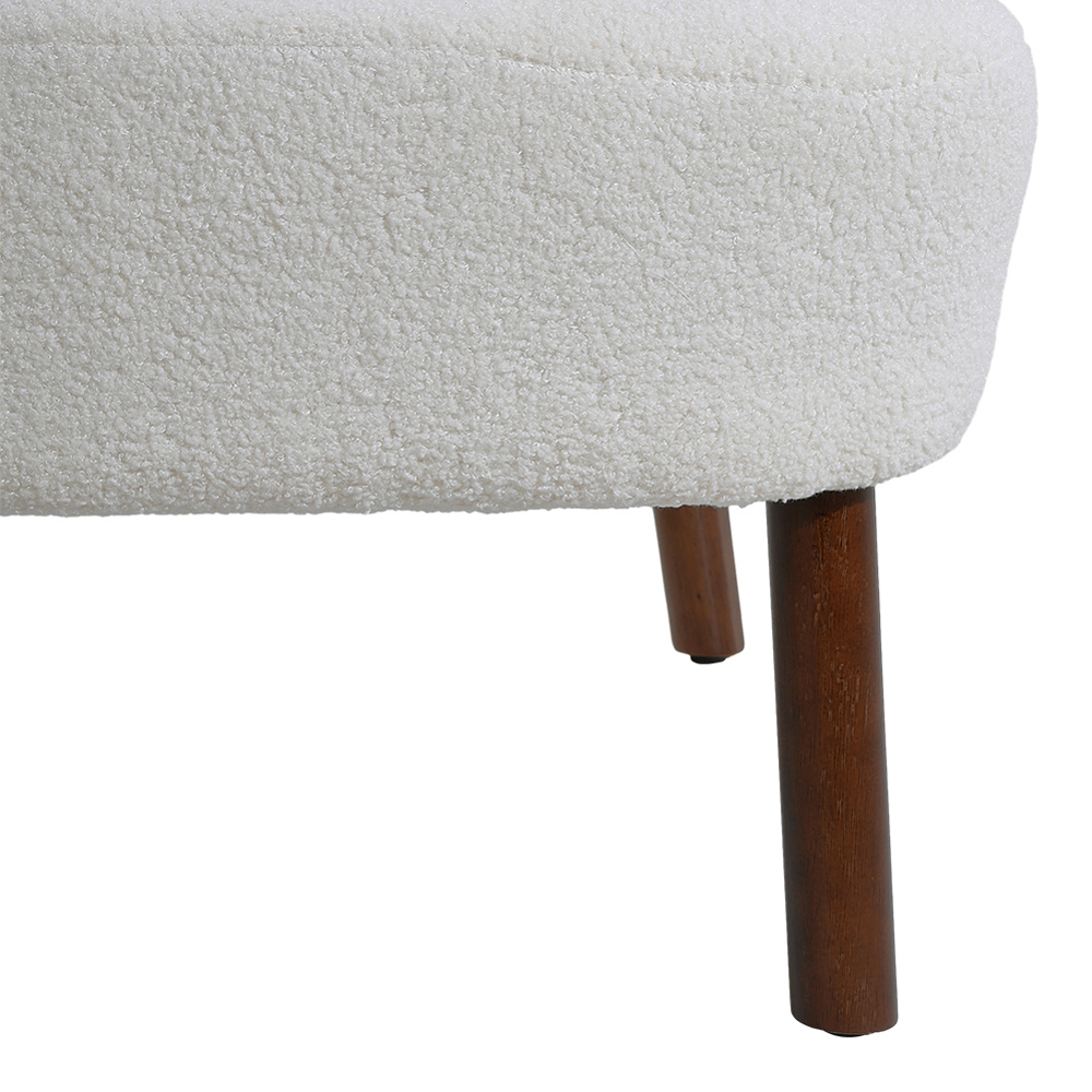 Living and Home White Teddy Bear Fur Tufted Accent Chair and Footstool Image 4