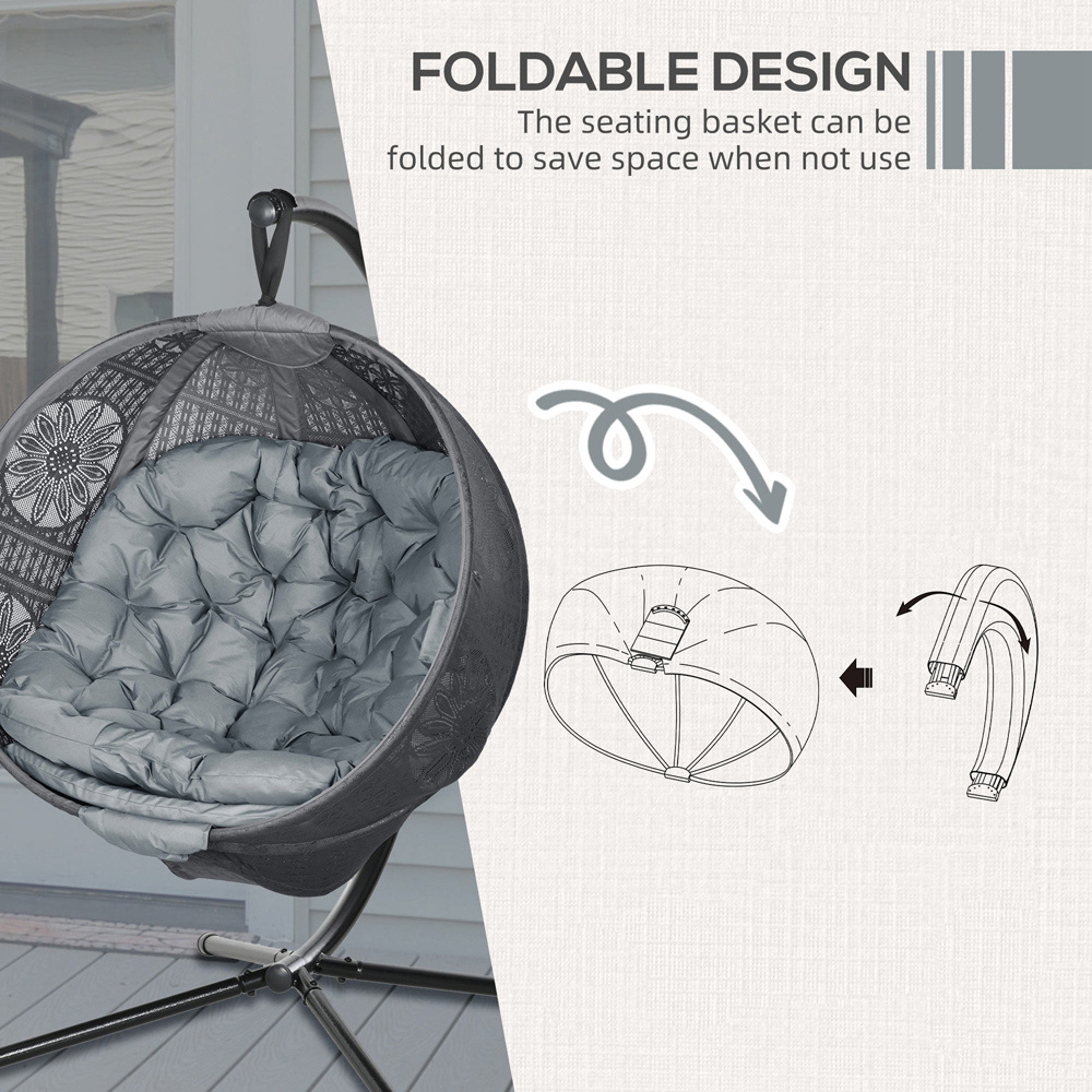 Outsunny Charcoal Grey Hanging Swing Chair Image 7