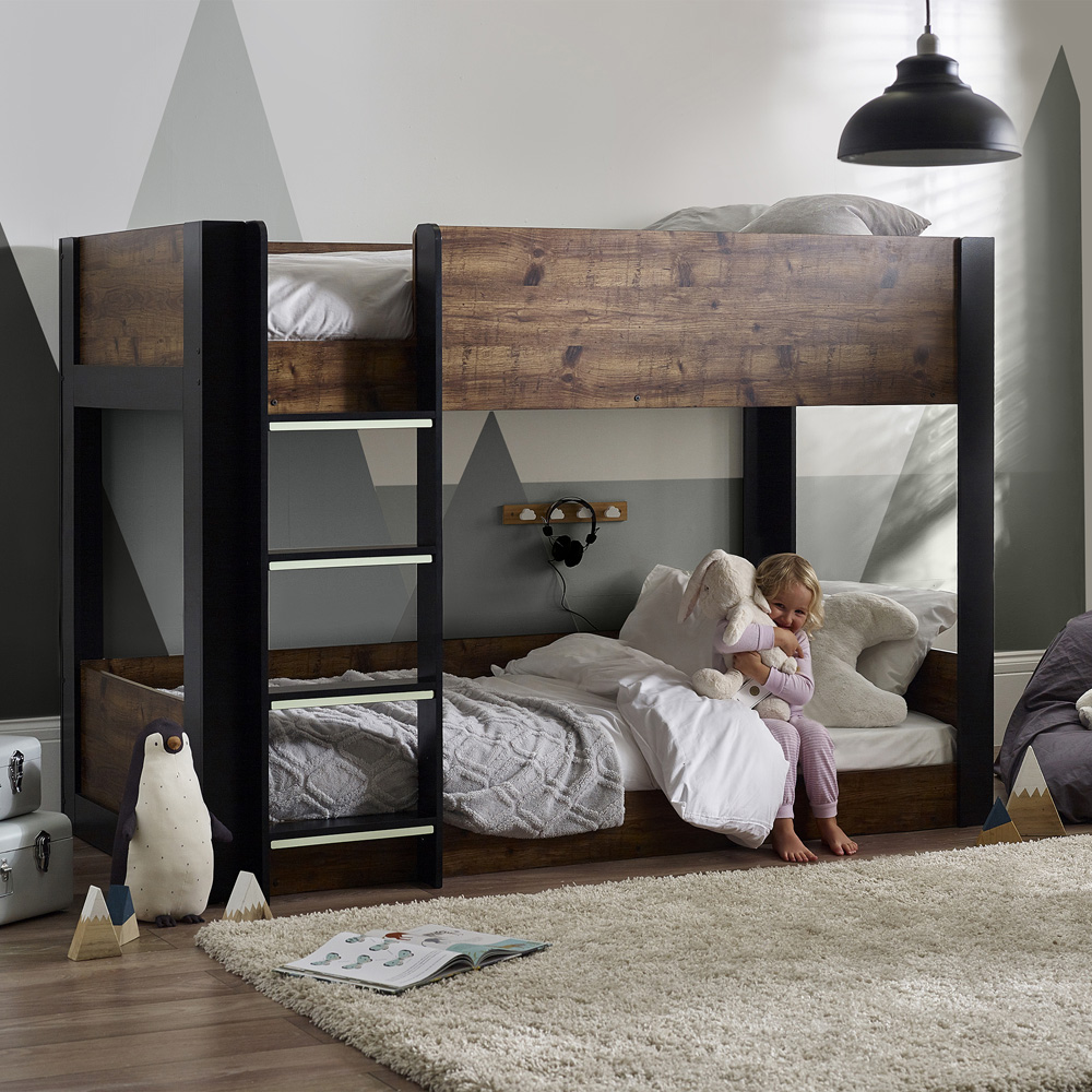 Julian Bowen Solomon Rustic and Black Bunk Bed Image 8