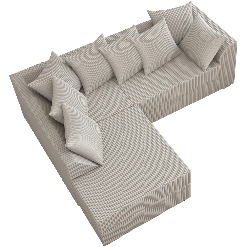 Modo 3 Seater Stone Jumbo Cord Left Hand Scatter Back L-Shape Corner Sofa Image 4