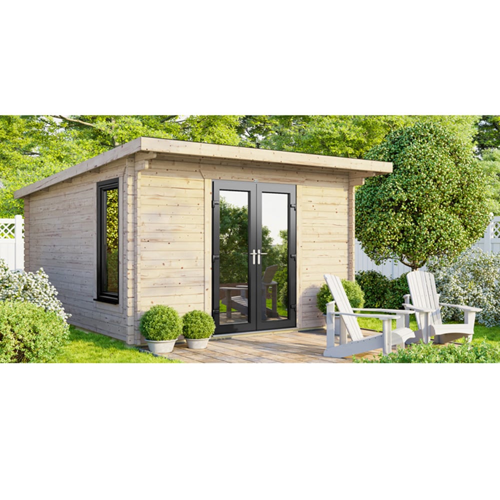 Power Sheds 12 x 12ft Centre Double Door Pent Log Cabin Image 9