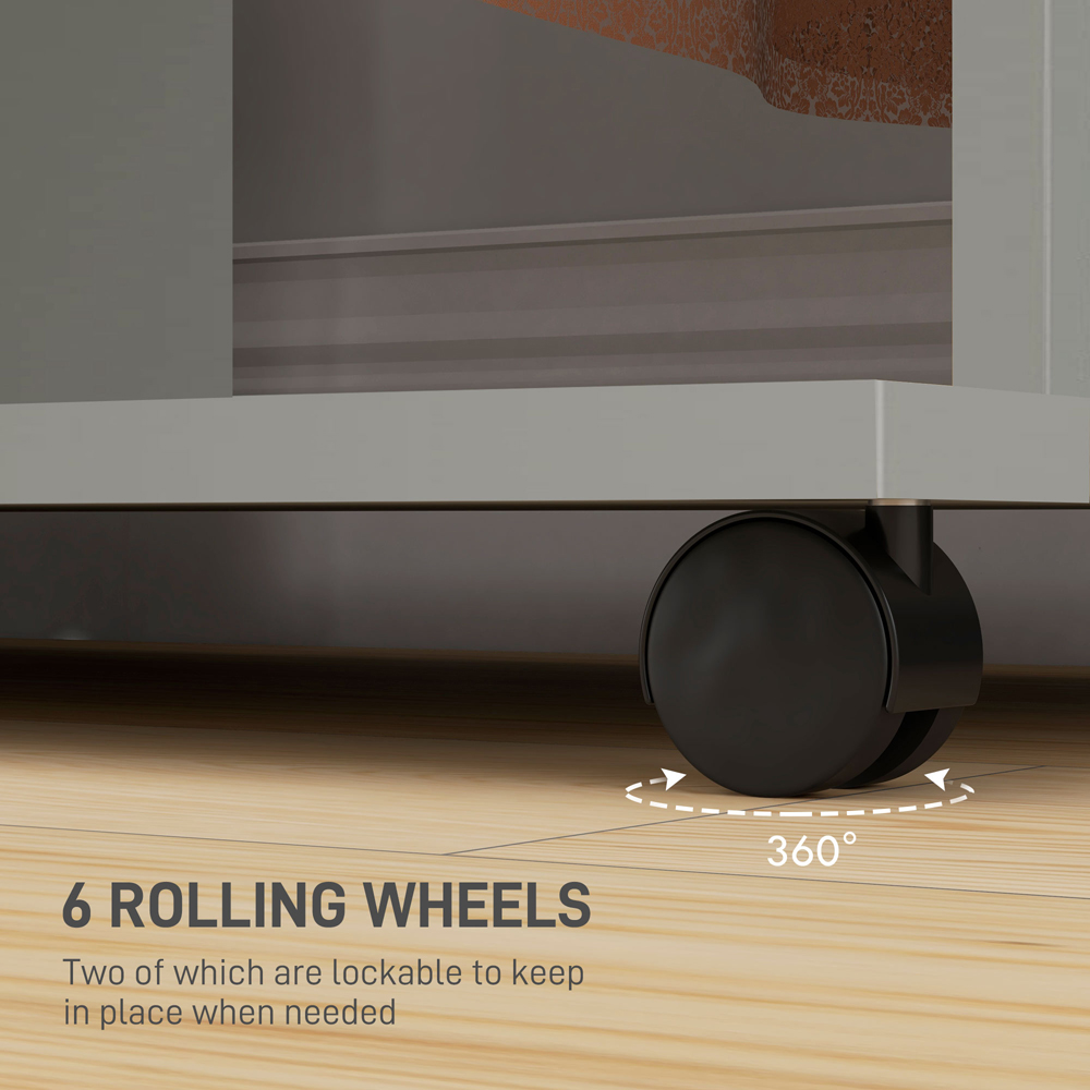 Portland 3 Shelf Grey Double Open Wardrobe with Hanging Rail Image 8