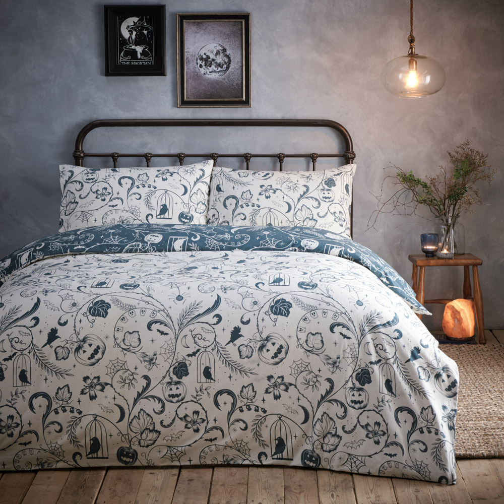 furn. Spellbound King Size Stormy Grey Brushed Cotton Duvet Set Image 5