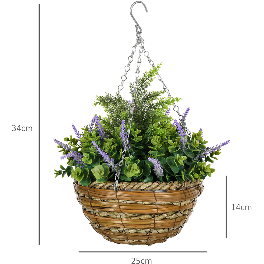 Portland Purple Lavender Flower Artificial Plant in Hanging Planter 2 Pack Image 9