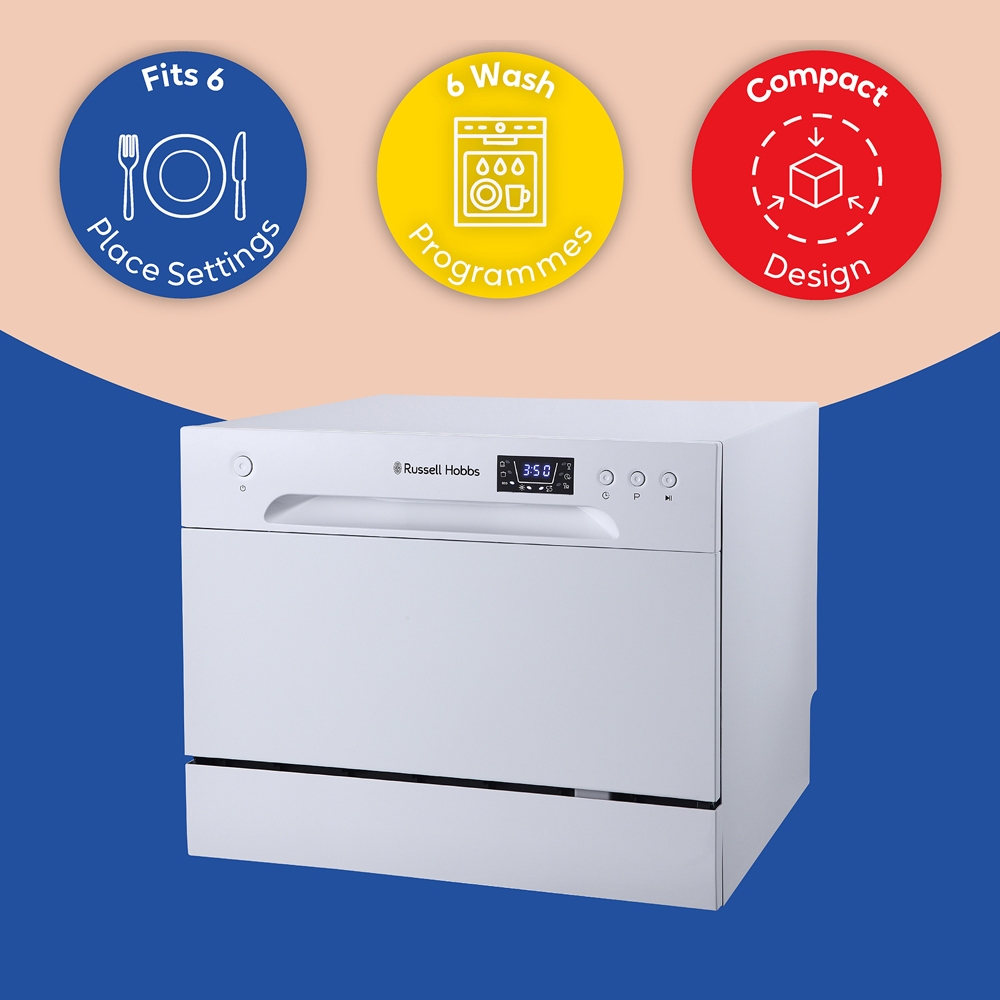 Russell Hobbs RHTTDW6W White 6 Place Setting Table Top Dishwasher Image 4