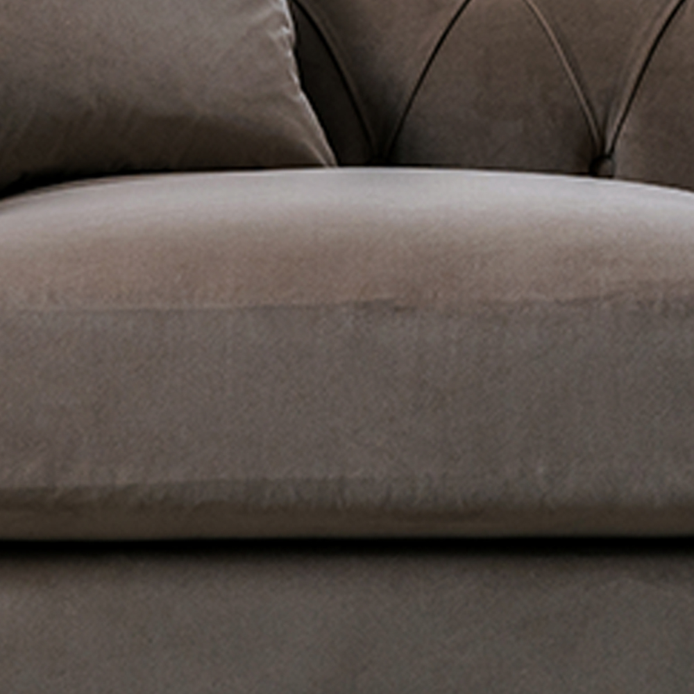 Elsie Chesterfield Mushroom Plush Velvet Armchair Image 3