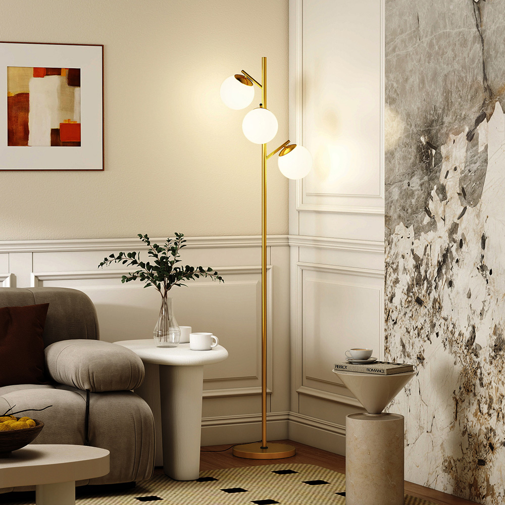 HOMCOM Gold 3 Light Tree Floor Lamp Image 2