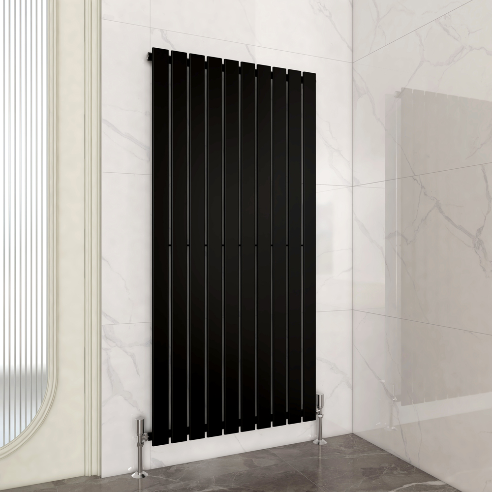 Black 4402 BTU Single Flat Panel Vertical Column Radiator 1600 x 680mm Image 2