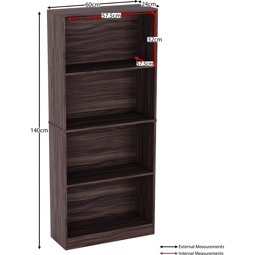 Vida Designs Cambridge 4 Shelf Walnut Large Bookcase Image 7