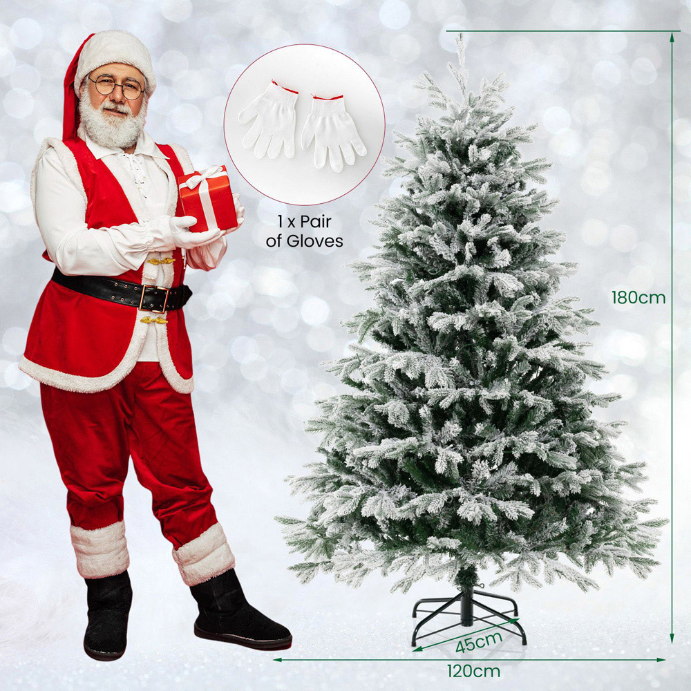 Costway Pre Lit Flocked Warm White LED Artificial Christmas Tree 6ft Image 9