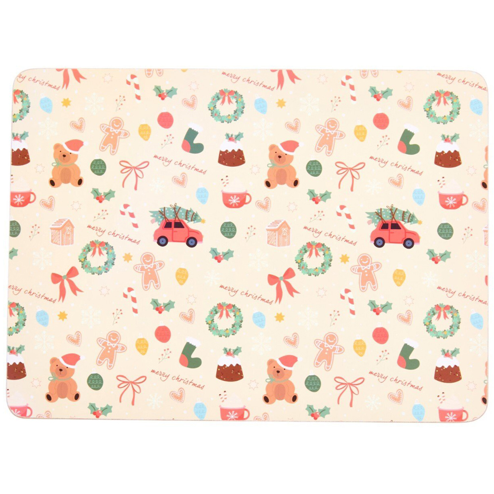 Merry Christmas Placemat and Coaster Set Pink Image 3