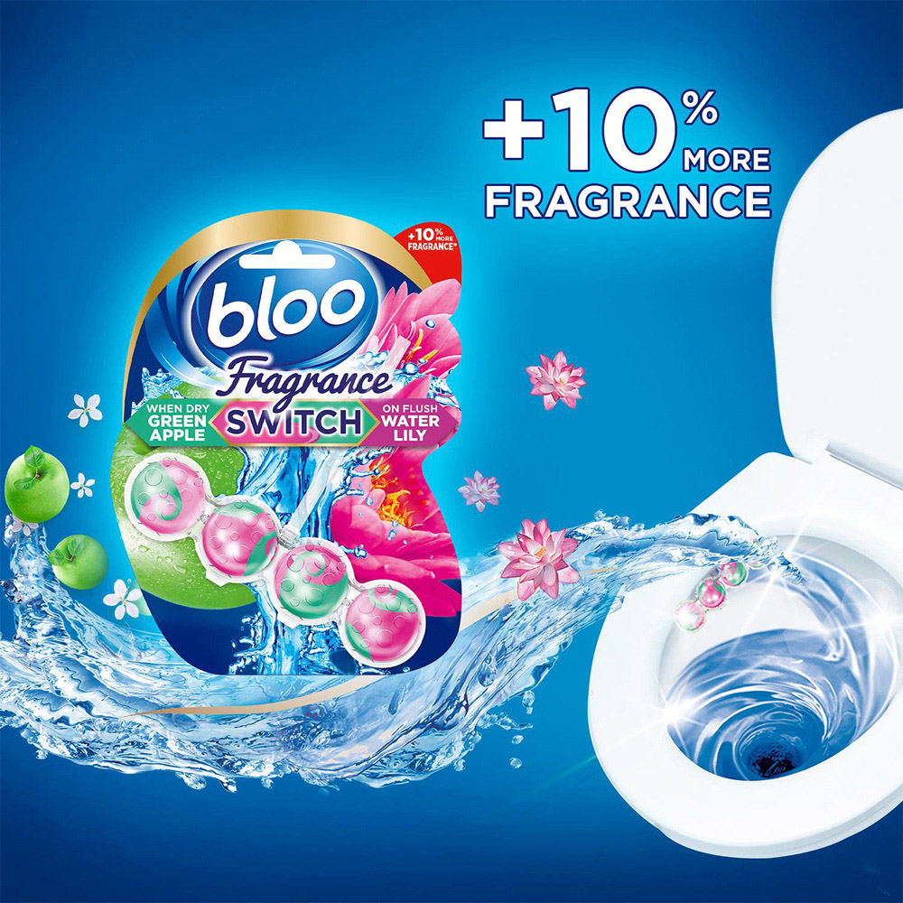 Bloo Water Lily and Green Apple Fragrance Switch Toilet Rim Block 50g 6 Pack Image 4