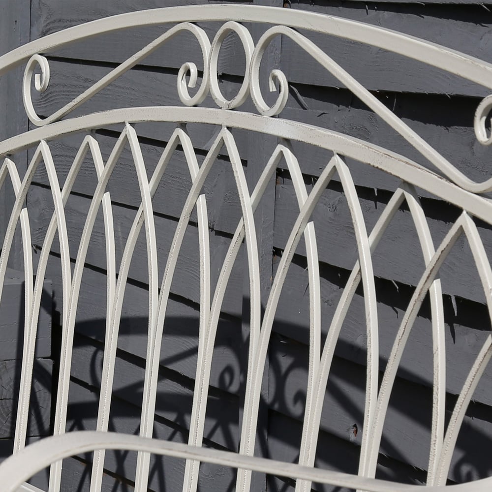Charles Bentley Wrought Iron White Bench Image 3