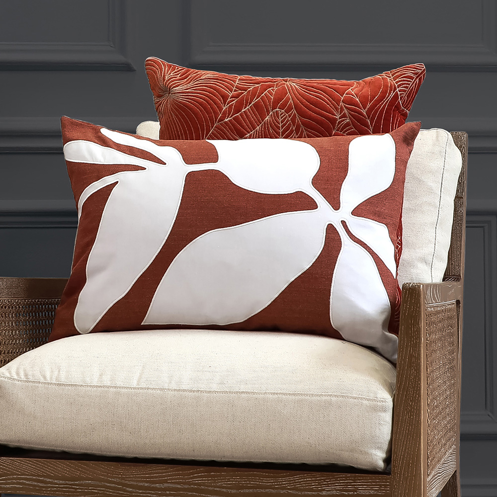 Voyage Maison Additions Aspin Cinnamon Embroidered Feather Filled Cushion 40 x 60cm Image 2