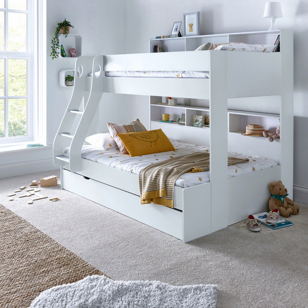 Bedmaster Oliver Triple Sleeper White Bunk Bed with Spring Mattresses Image 9