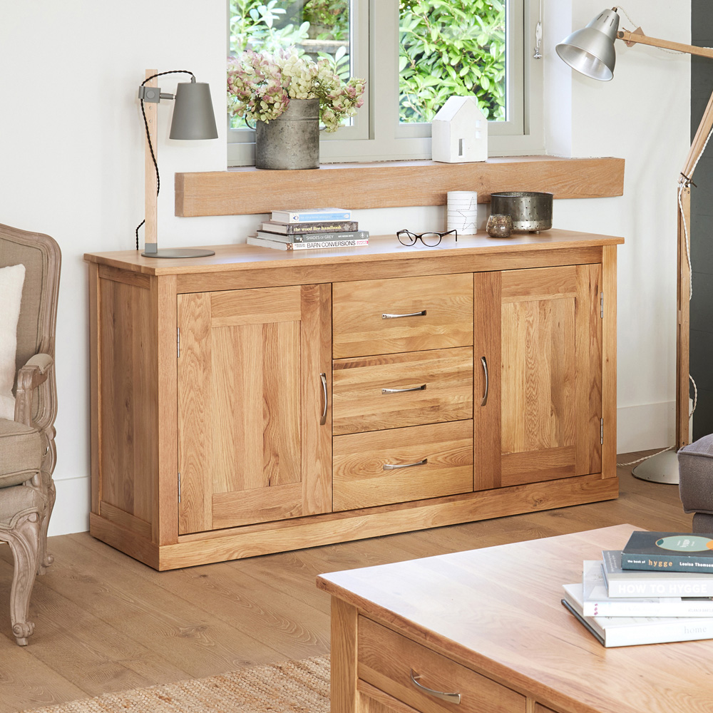 Baumhaus Mobel 2 Door 3 Drawer Oak Large Sideboard Image 3