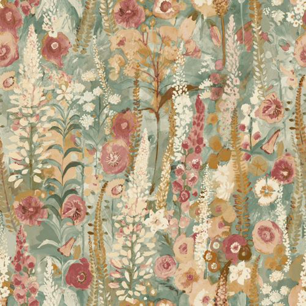 Grandeco Delphinium Forest Floral Garden Textured Sage Green Neutral Wallpaper Image 3