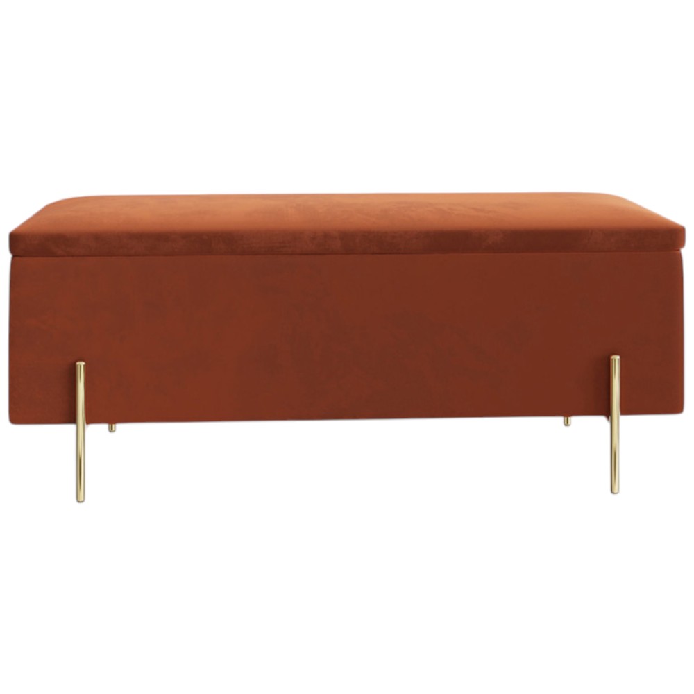 GFW Mystica Russet Velvet Ottoman Storage Bench Image 4