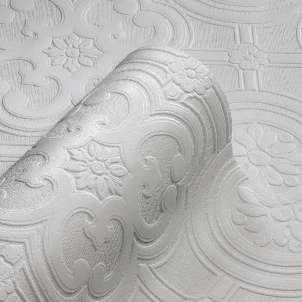 Anaglypta Egon Floral Geometric White Wallpaper Image 2