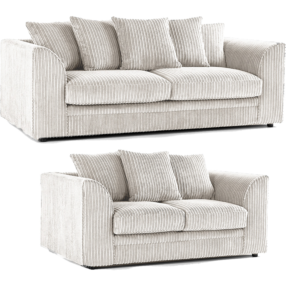 Luxor 5 Seater Silver Jumbo Cord Scatter Back Sofa Set Image 2